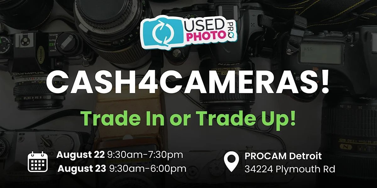 The much-anticipated Cash4Cameras Event kicks off at PROCAM Detroit in partnership with UsedPhotoPro.